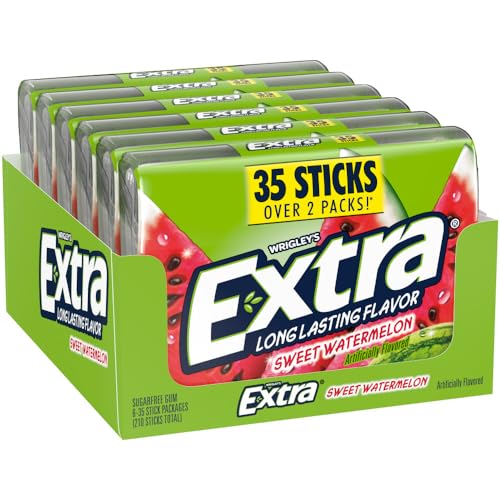 Extra Sweet Watermelon Sugar Free Chewing Gum - 6 Packs x 35 Sticks