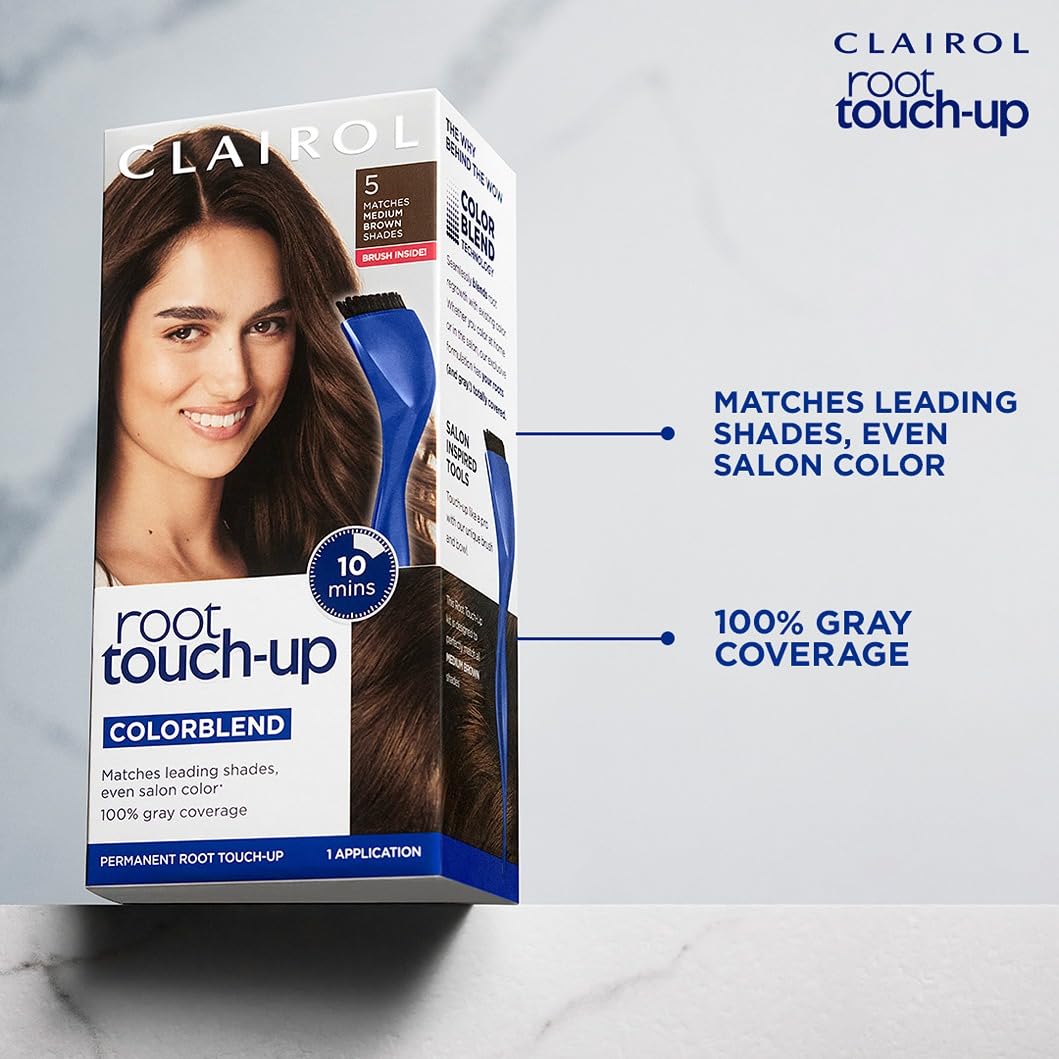 Clairol Root Touch-Up by Nice'n Easy Permanent Hair Dye for Brown Hair Color with 100% Gray Coverage