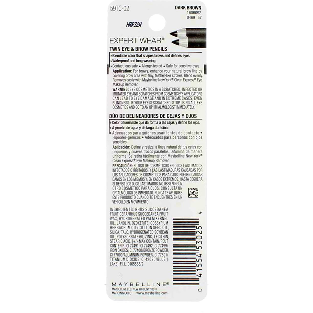 MAYBELLINE Expert Wear Twin Brow & Eye Pencils - Dual Purpose Makeup