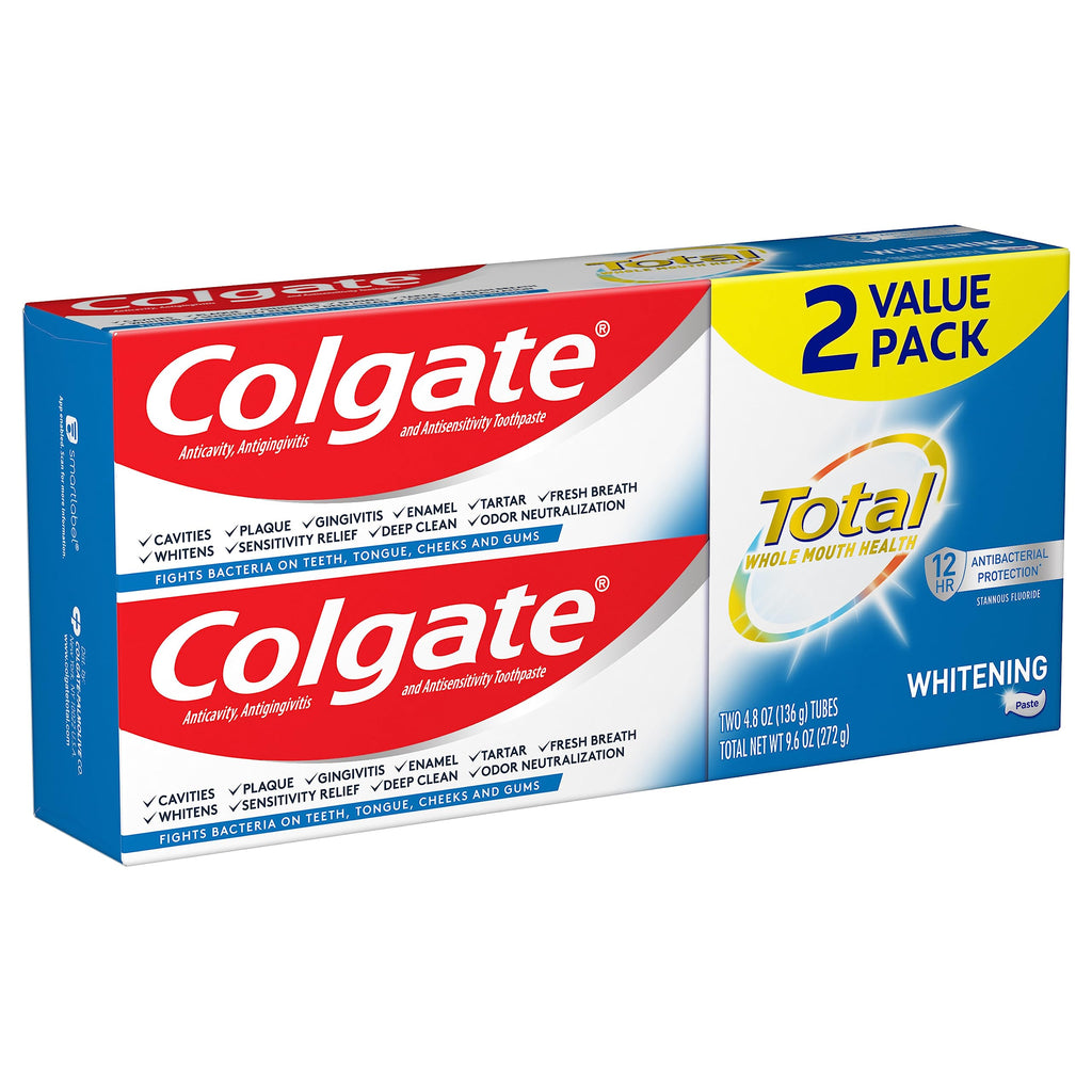 Colgate Total Whitening Toothpaste with Stannous Fluoride 4.8 oz - Pack of 2